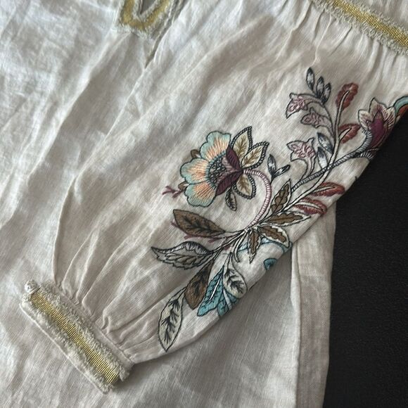 Chicos Size 0 Linen embroidered Top - Picture 9 of 11